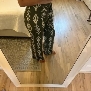 Green and White Patterned Pants